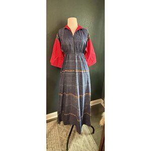 Vintage 70s Empire Waist Southwestern Maxi Dress Beverly Vogue California Sz S